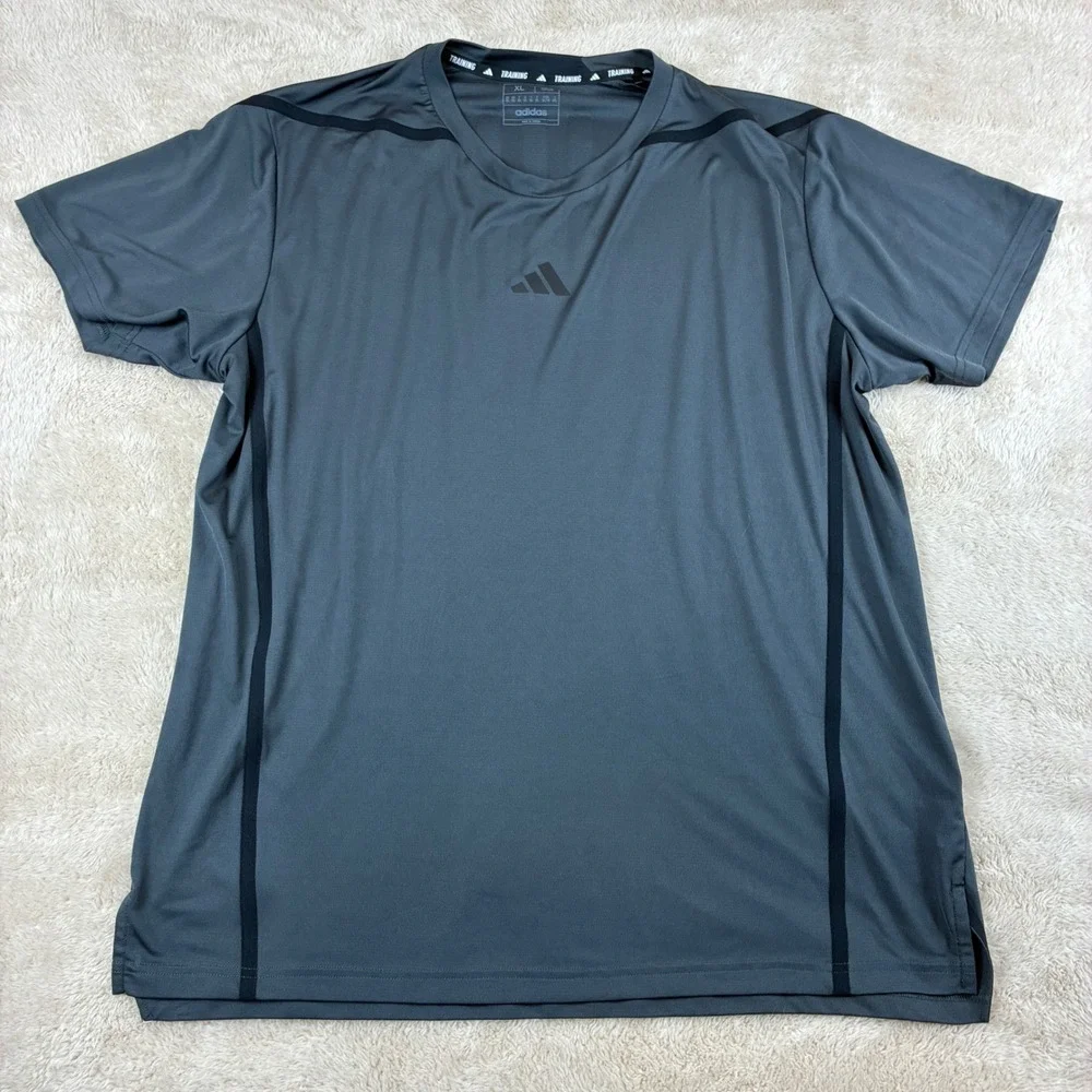 Adidas Mens Shirt XL Polyester Grey Training Performance Gym Workout  Active